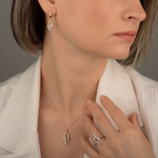 0.32 Ct Pırlanta Küpe – 14 Ayar Rose Altın - 3