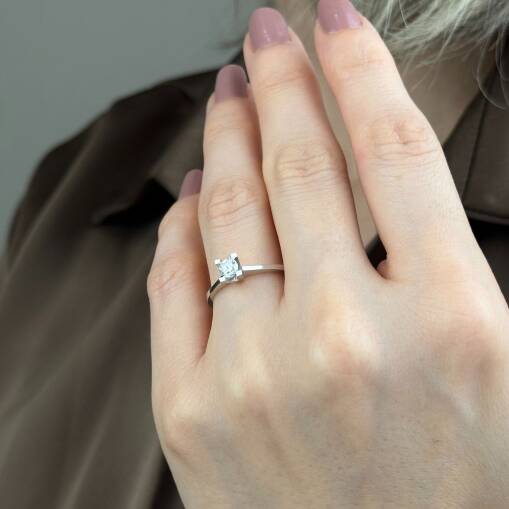 0.33 Karat 14 Ayar Altın Tektaş Pırlanta Yüzük İndirimli - 2