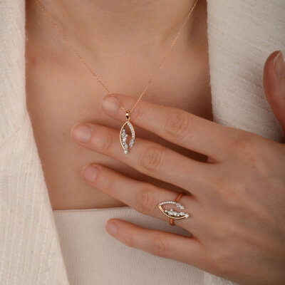 0.34 Ct Pırlanta Kolye – 14 Ayar Rose Altın - 3