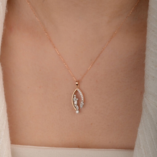 0.34 Ct Pırlanta Kolye – 14 Ayar Rose Altın - 1
