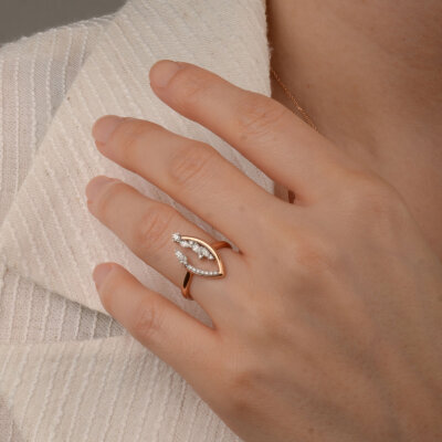 0.34 Ct Pırlanta Yüzük – 14 Ayar Rose Altın - 4