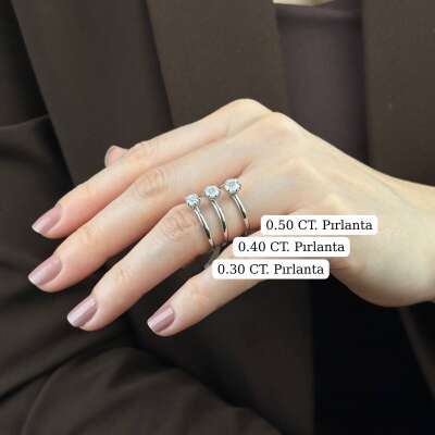 0.43 Karat Altın Tektaş Yüzük – 14 Ayar Pırlanta Şıklığı - 8