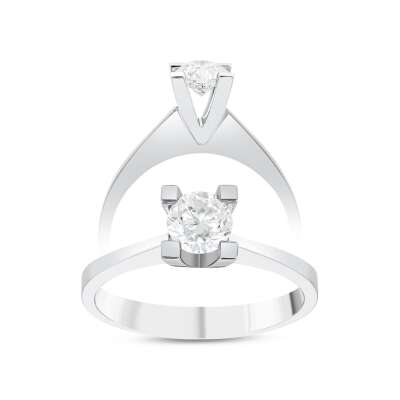 0.50 Karat Altın Tektaş Pırlanta Yüzük Büyük Kampanya - 6