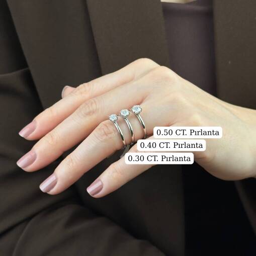 0.50 Karat Tektaş Yüzük – 14 Ayar Altın Işıltısı - 6