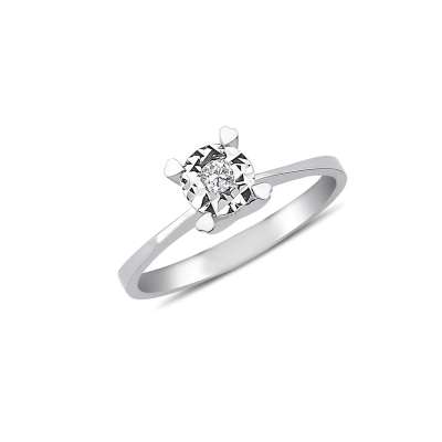 0,03Ct Efectli Pırlanta Tektaş Yüzük-8K