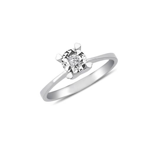 0,03Ct Efectli Pırlanta Tektaş Yüzük-8K - 1
