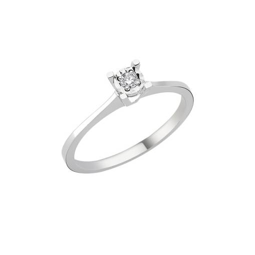 0.05ct Efectli Pırlanta Tektaş Yüzük - 1