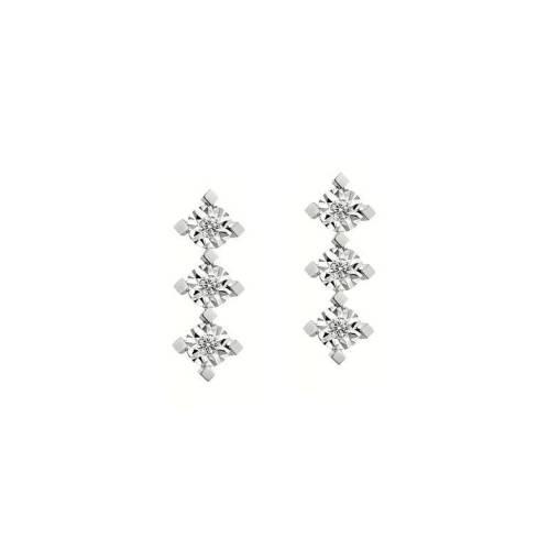 0.05ct Pırlanta Efectli Tria Küpe-14k - 1