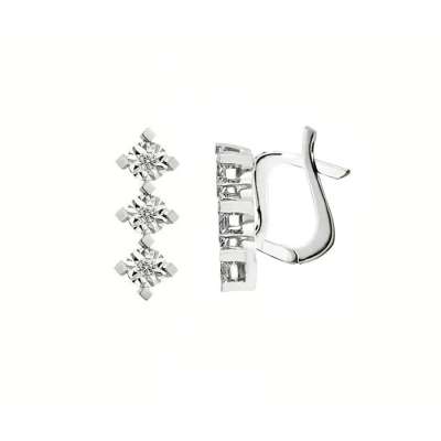 0.06ct Pırlanta Efectli Tria J Küpe-14k - ENGİNGOLD