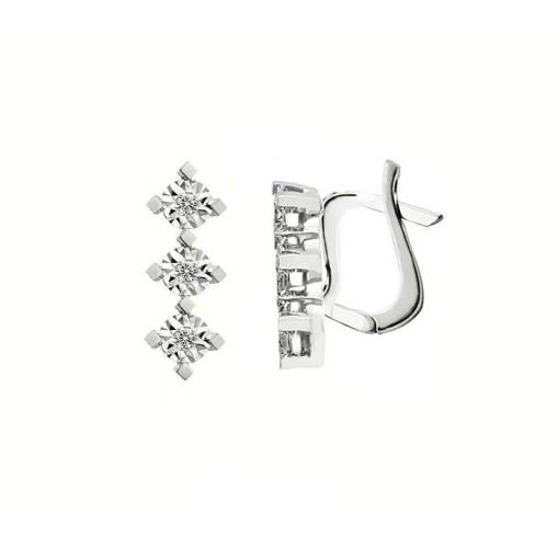 0.06ct Pırlanta Efectli Tria J Küpe-14k - 1