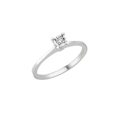 0.07ct Efectli Pırlanta Tektaş Yüzük-8k