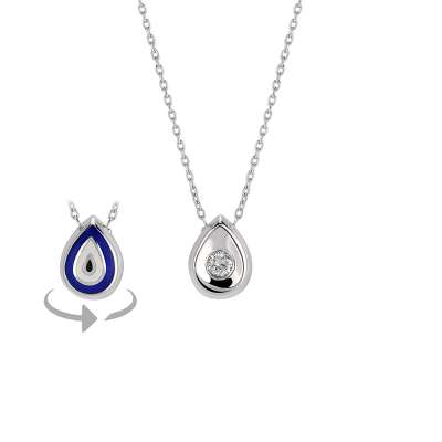 0.07ct Pırlanta Tektaş Çift Yön Kolye - ENGİNGOLD MDL