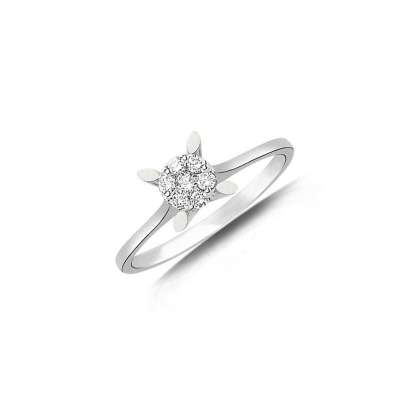0.09ct Pırlanta Coronet Tektaş Yüzük - ENGİNGOLD