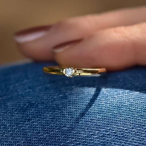 0.09ct Pırlanta TekTaş Yüzük-14k - 2