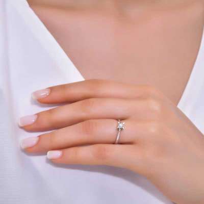 0.10ct Pırlanta Tektaş Yüzük-18k - 3