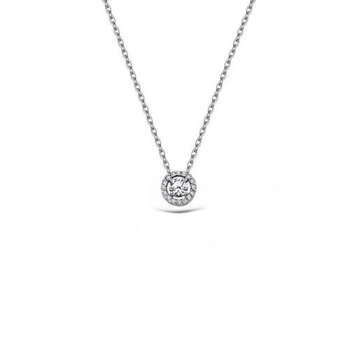0.11ct Pırlanta Tektaş Kolye-14k - 1