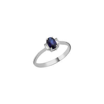 0.11ct Pırlantalı Oval Safir Taşlı Yüzük - ENGİNGOLD