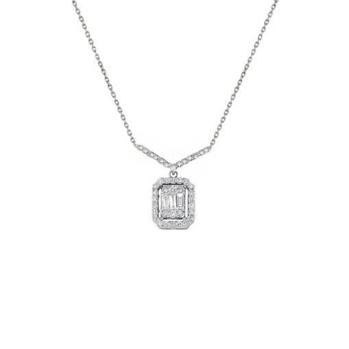 0.12ct Baget Pırlanta Kolye - 1