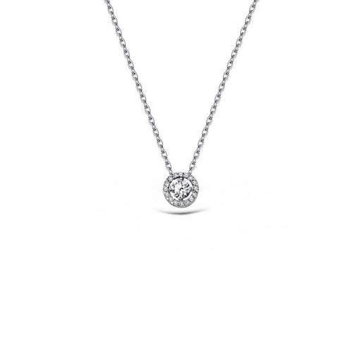 0.12ct Pırlanta Tektaş Kolye-14k - 1