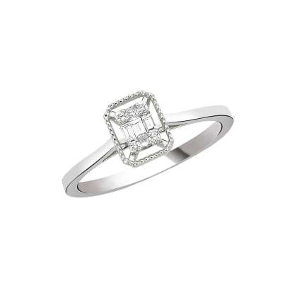 0.13ct Baget Pırlanta Yüzük - ENGİNGOLD SK