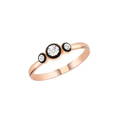 0.13ct Elmas Tria Yüzük - 1