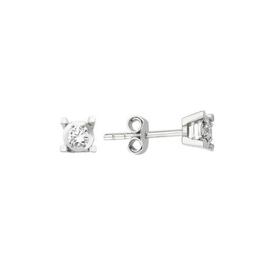 0.14ct Efectli Pırlanta Tektaş Küpe-8k - 1