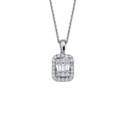 0.15ct Pırlanta Baget Kolye-14k - ENGİNGOLD