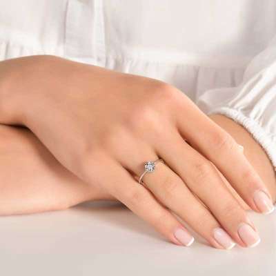 0,16ct Coronet Pırlanta Tektaş Yüzük-18k - 2