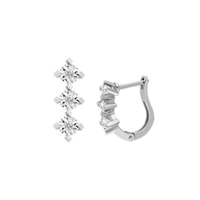 0.16ct Pırlanta Efectli Tria Küpe-14k - 1