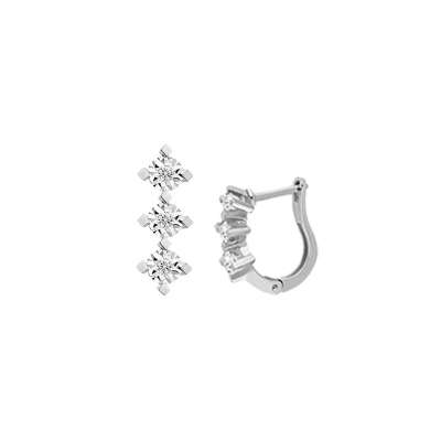 0.16ct Pırlanta Efectli Tria Küpe-14k - 2