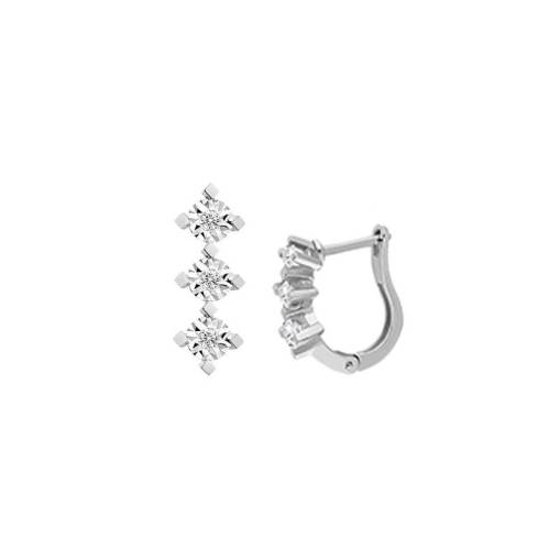 0.16ct Pırlanta Efectli Tria Küpe-14k - 2