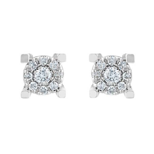 0.17ct Pırlanta Coronet Tektaş Küpe - 3