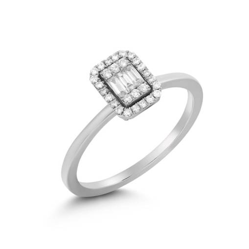 0.19-0.20ct Baget Taşlı Pırlanta Yüzük - 1