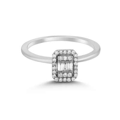 0.19-0.20ct Baget Taşlı Pırlanta Yüzük - 2