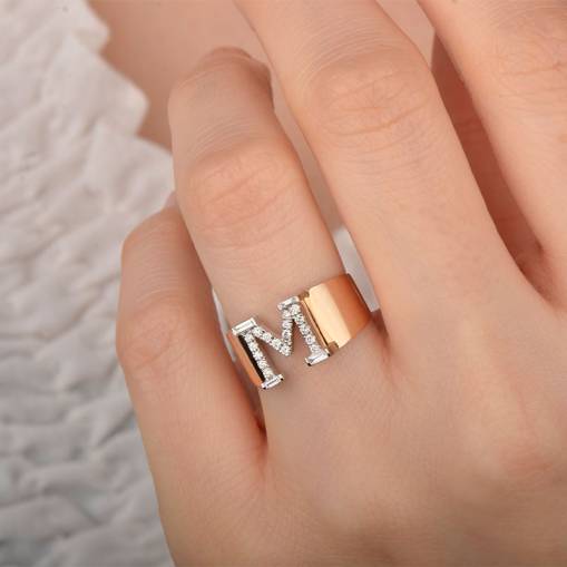 0.20ct Pırlanta Harf Yüzük - 1
