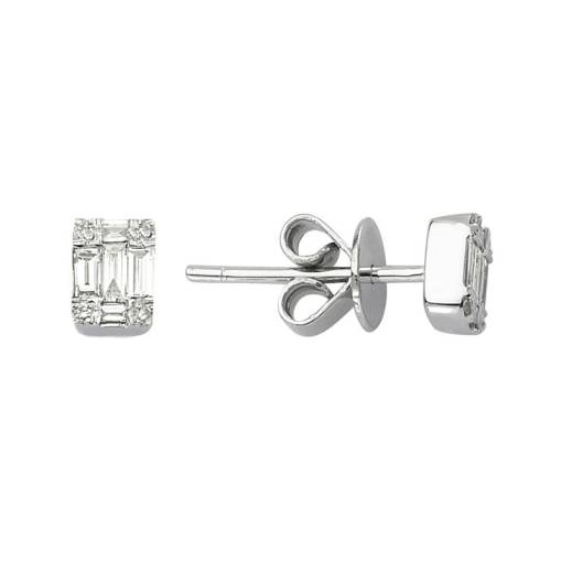 0.21ct Baget Taşlı Pırlanta Küpe - 1
