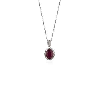 0.22ct Pırlanta Yakut Taşlı Kolye - 1