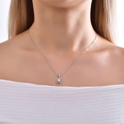 0.23ct Pırlanta Baget Kolye - 2