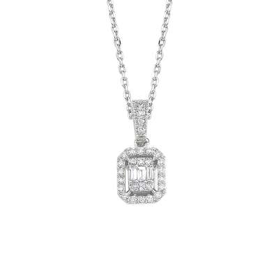 0.23ct Pırlanta Baget Taşlı Kolye - 1