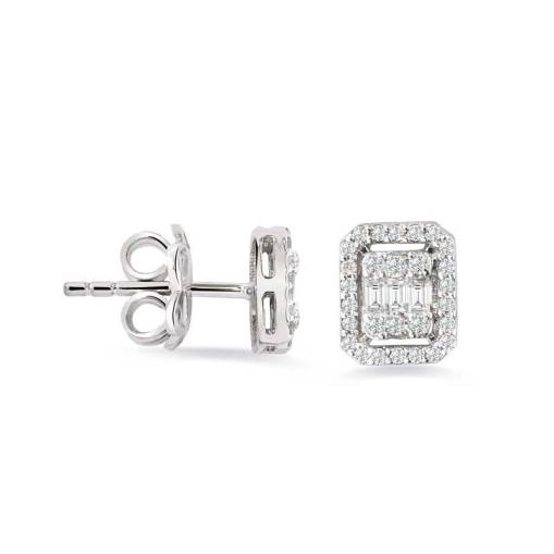 0.25ct Pırlanta Baget Küpe - 1