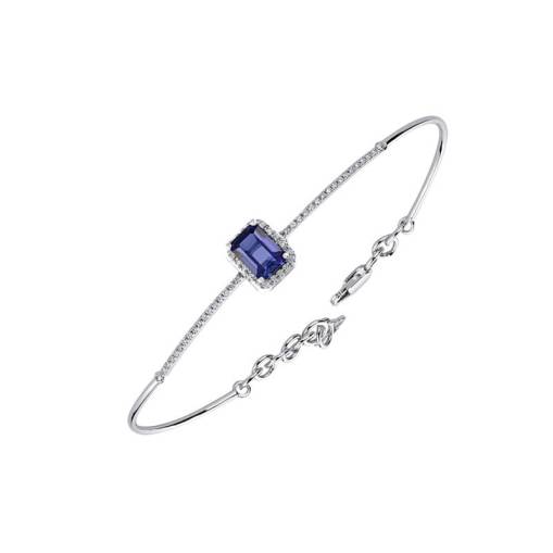 0.26ct Pırlanta Baget Safir Taşlı Bilieklik - 1