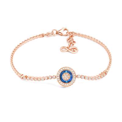 0.27ct Pırlanta Nazar Boncuklu Bileklik - 2