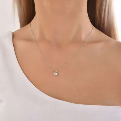 0.28ct Pırlanta Tektaş Kolye - 2