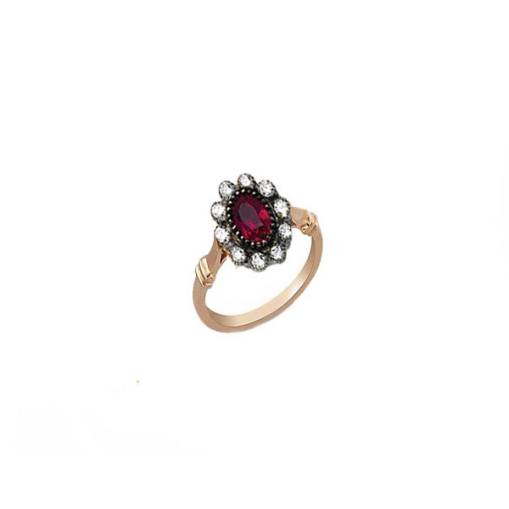 0.30ct Elmas Oval Yakut Taşlı Yüzük - 1