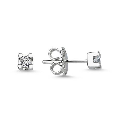 0.30ct Tektaş Pırlanta Küpe-14k - 1
