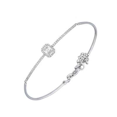 0.32ct Pırlanta Baget Taşlı Kelepçe Bileklik - ENGİNGOLD STR