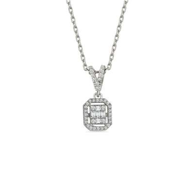 0.35ct Pırlanta Baget Kolye - ENGİNGOLD MDL