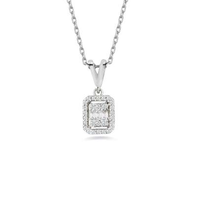 0.36ct Baget Taşlı Pırlanta Kolye - ENGİNGOLD MDL