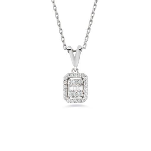 0.36ct Baget Taşlı Pırlanta Kolye - 1