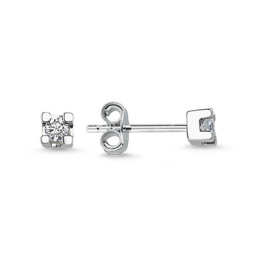 0.36ct Pırlanta Tektaş Küpe - 1